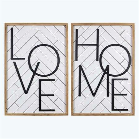 YOUNGS Wood Modern Country Home & Love Wall Sign, Assorted Color - 2 Piece 21355